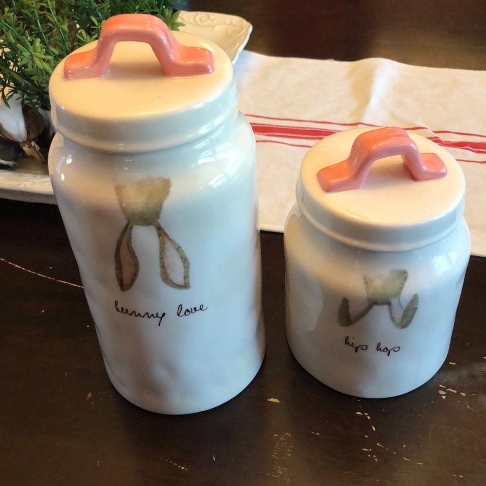 Rae Dunn  Bunny love and hip hop Canister set.